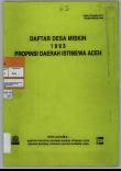 LIST OF POOR VILLAGES 1993 PROVINCE OF ACEH SPECIAL REGION